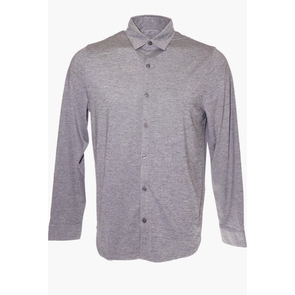 Zachary Prell Mens Bill Stretch Knit Button Up Shirt Lightweight Polo Size Large
